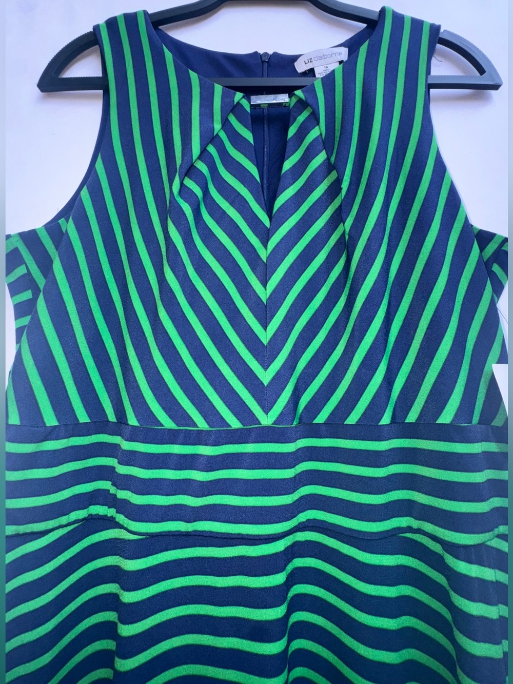 NWT Liz Claiborne Striped Keyhole Fit-and-Flare Midi Dress – Size 16 - Picture 6 of 16